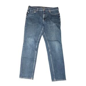 Everlane Uniform Jeans Men 35x30 Relaxed Straight Blue Stretch Dark Wash Denim